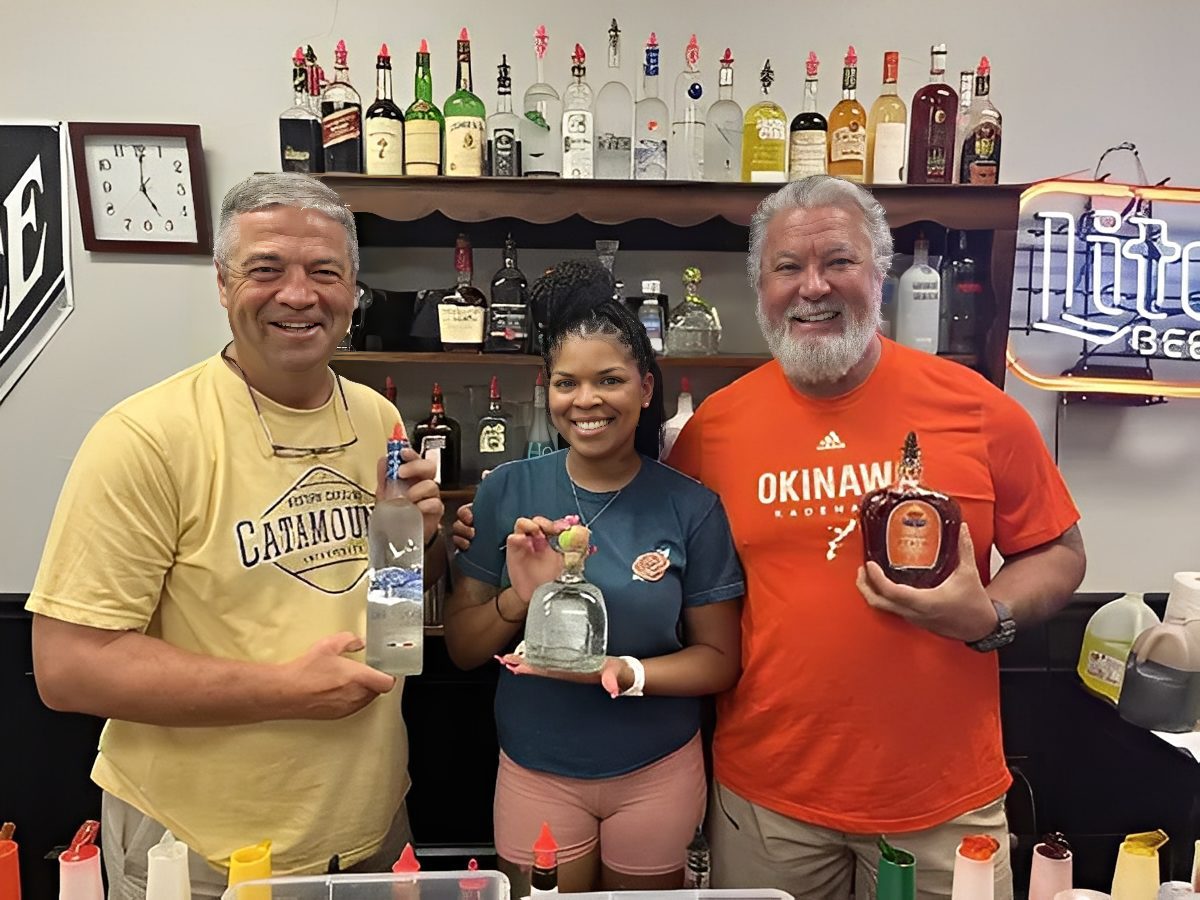 Students learning bartending in Savannah Georgia classroom