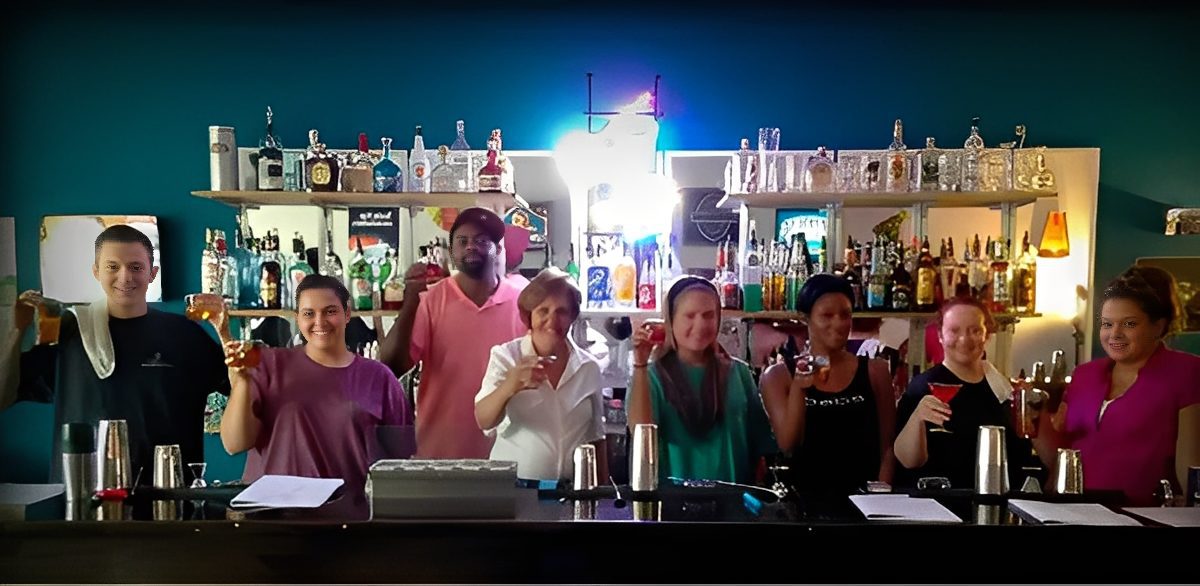 Students learning bartending in Savannah Georgia classroom