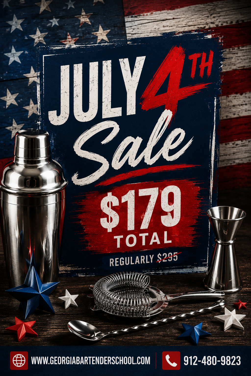 Georgia Bartending School July 4th Sale